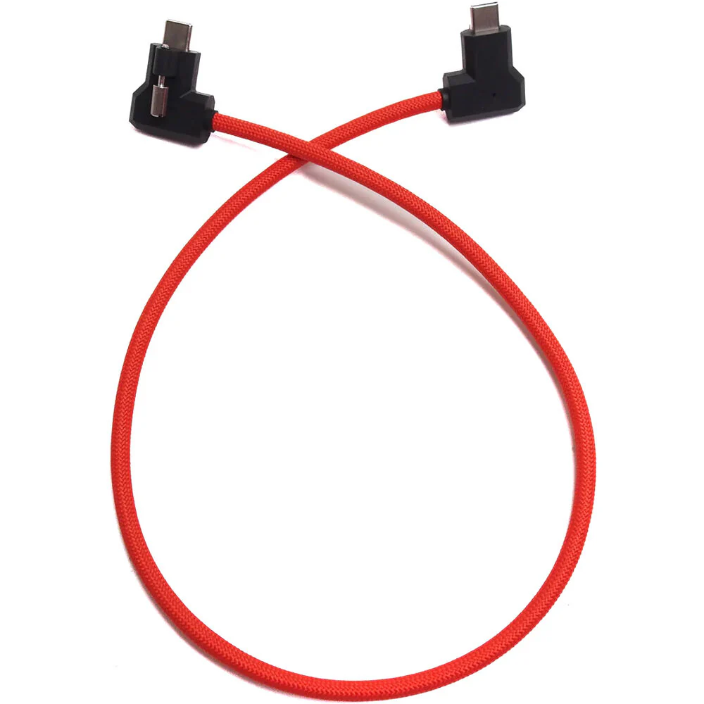 XLCS Designs Locking USB-C Right-Angle to Right-Angle EVF Cable for PYXIS 6K (19.7", Red)