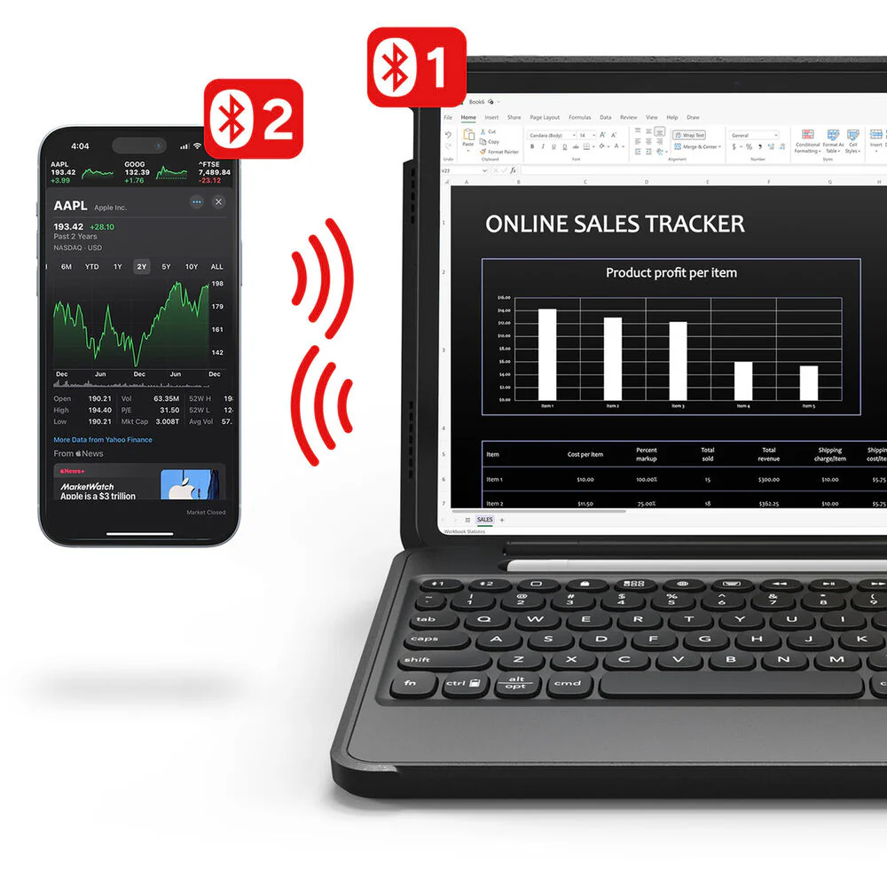 ZAGG Rugged Book Wireless Keyboard & Case for 10.9" Apple iPad 10th Gen (Black) - Image 4
